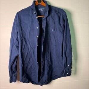 Ralph Lauren Navy Blake Long Sleeve Button Down Men's Shirt Sz Large